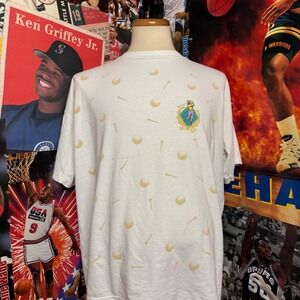 Vintage 90s Golf T Shirt All Over Print Golfer‎ Tee Mens White Sport Sz 2XL